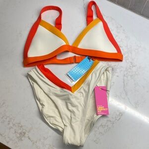 Bold Orange and White Bikini Set